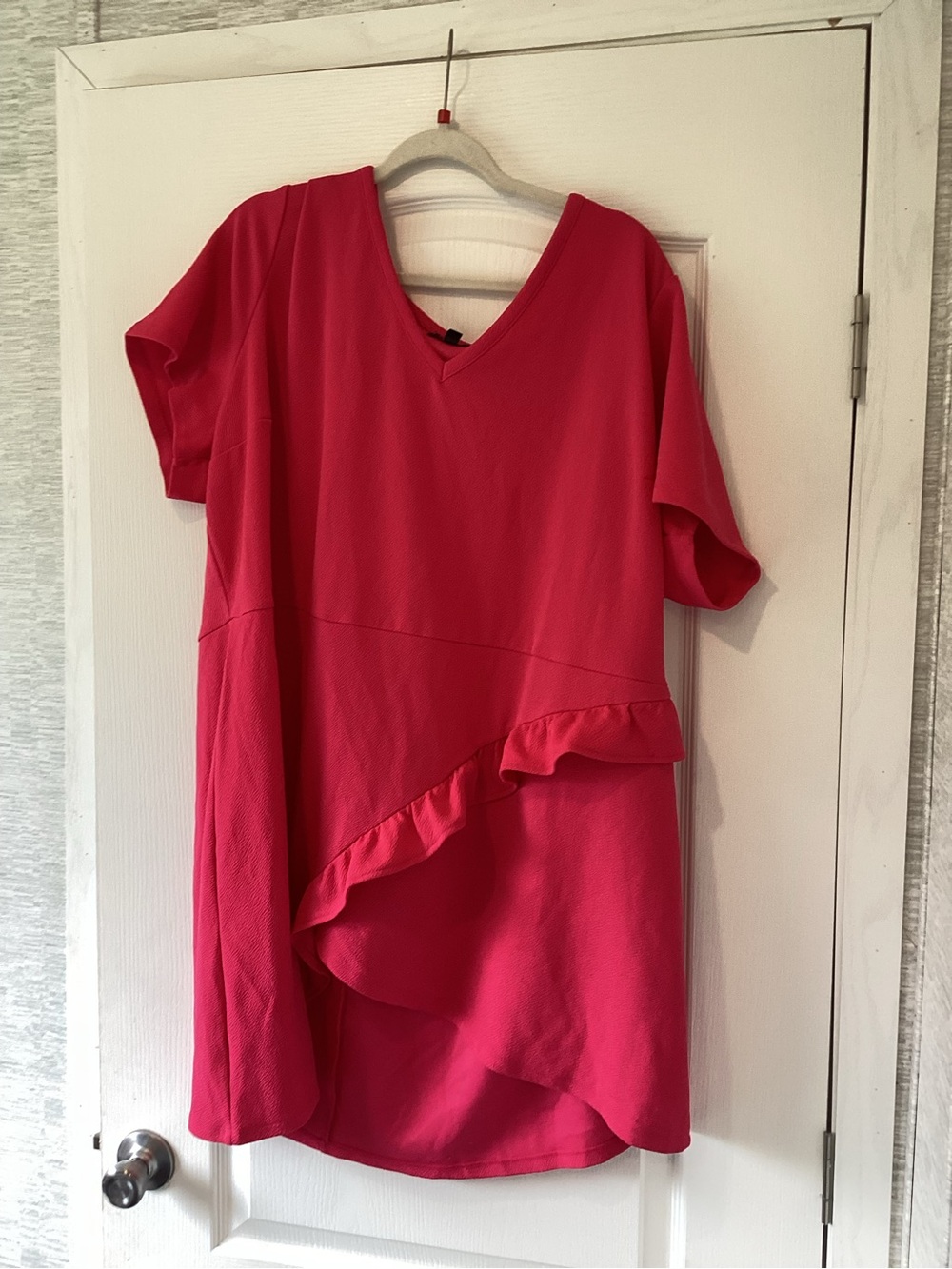 Lane Bryant Hot Pink V-Neck Textured Tunic 26/28 EUC